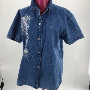 Embellished Denim Shirt sz S